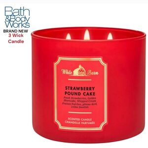 Bath & Body Works Strawberry Pound Cake Large 3-Wick Candle New